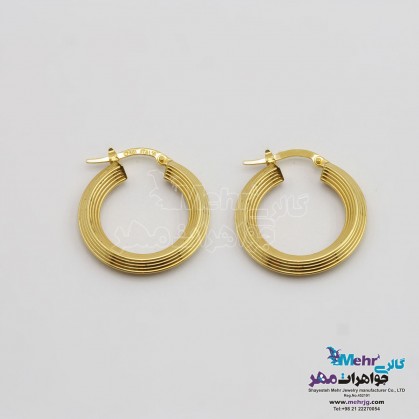 Gold Hoop Earrings - Geometric Design-ME1116